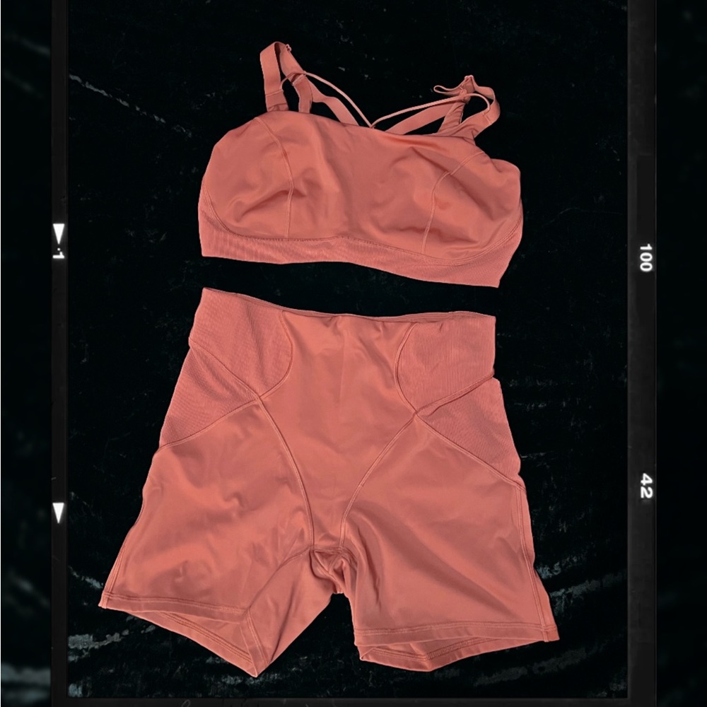 Women's Coral Sports Bra Set